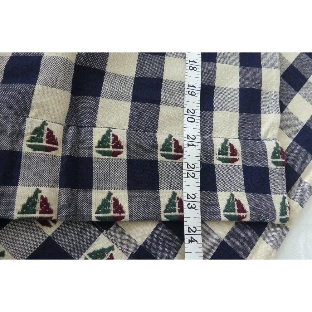 NEW Gingham Sailboat Cafe Curtains & Table Runner Nautical Lake Cottage Decor